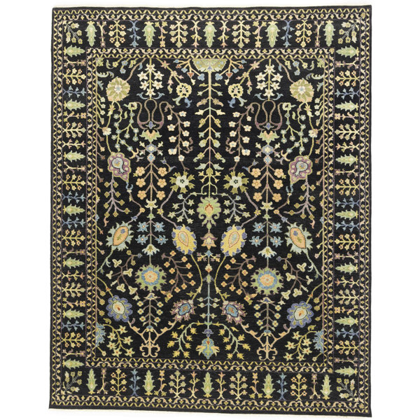 ADMINRUGS Hand Knotted Wool Black Rug Wayfair